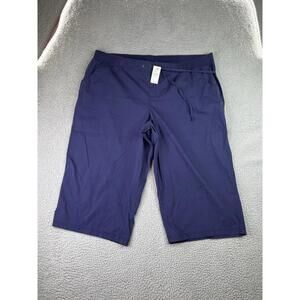 NWT Lane Bryant Womens Indigo Blue Capri  Pull On Drawstrings Shorts Size 22